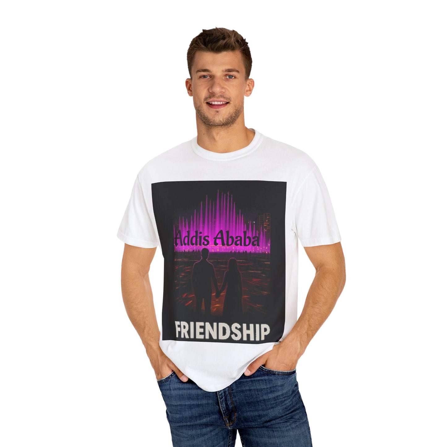 Addis Ababa Friendship T-Shirt | Unisex Garment-Dyed Tee for Friendship, Travel Lovers, Cultural Enthusiasts, Gift Idea