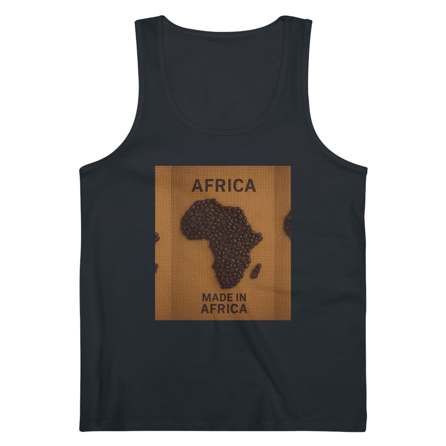 Africa Map Coffee Tank Top, Summer Fitness Apparel, Perfect for Travel, Coffee Lovers Gift, Stylish Men’s Wear, Casual Outdoor Wear