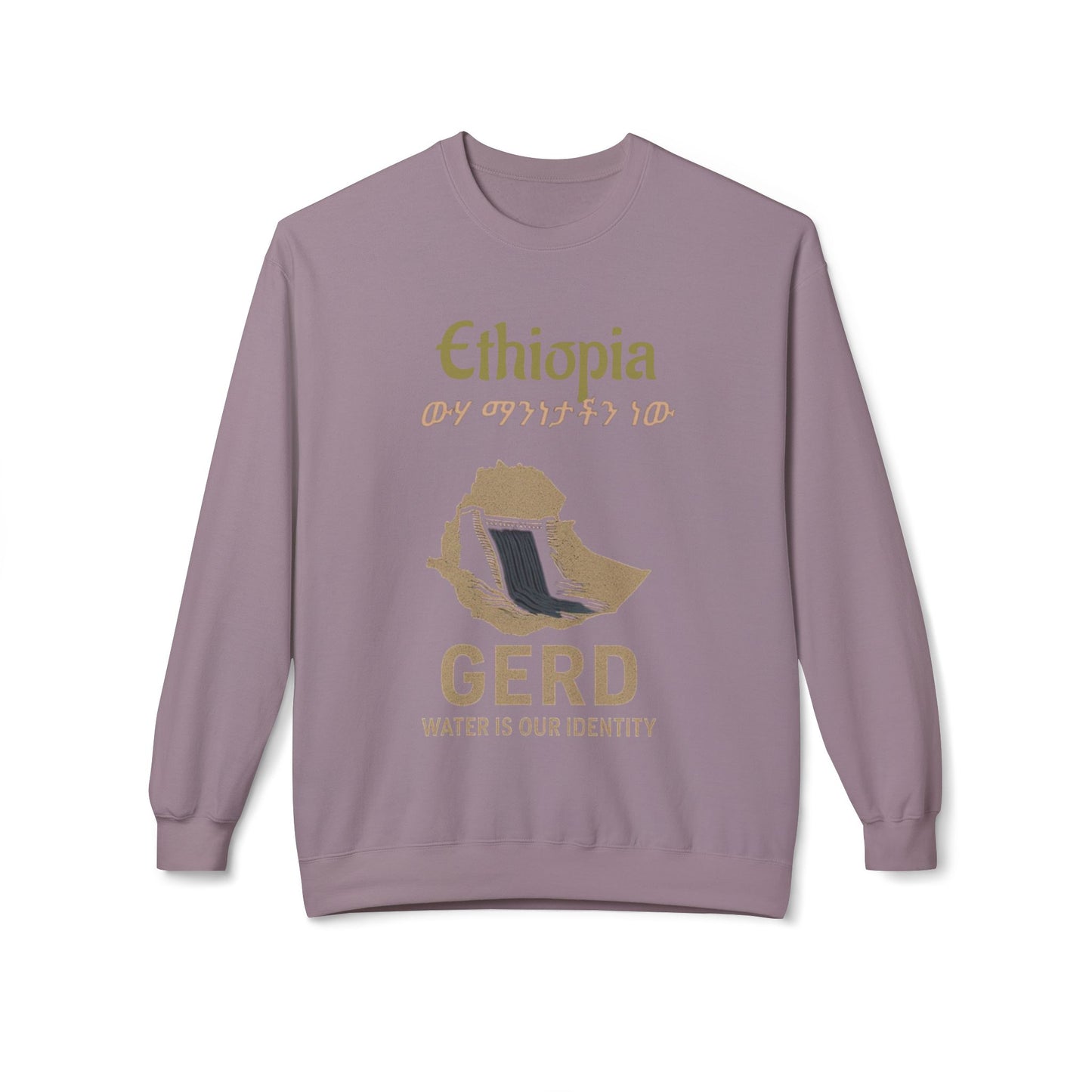 Ethiopia GERD Fleece Crewneck Sweatshirt, Unisex Sweatshirt, Eco-Friendly Gift, Water Identity Apparel, Cultural Statement Sweater