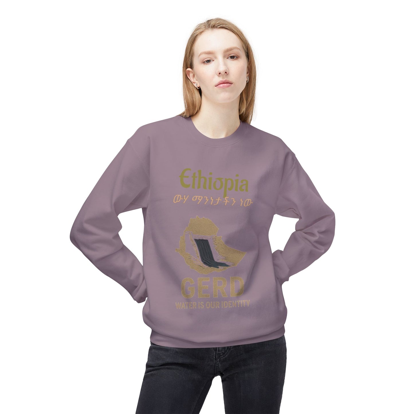 Ethiopia GERD Fleece Crewneck Sweatshirt, Unisex Sweatshirt, Eco-Friendly Gift, Water Identity Apparel, Cultural Statement Sweater