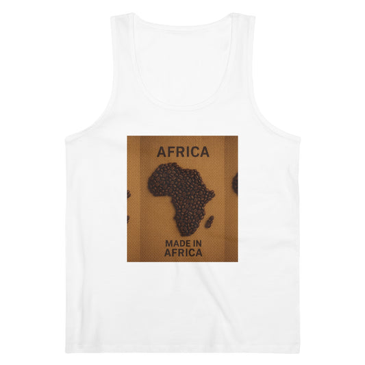 Africa Map Coffee Tank Top, Summer Fitness Apparel, Perfect for Travel, Coffee Lovers Gift, Stylish Men’s Wear, Casual Outdoor Wear